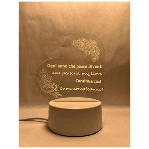 Lampada Da Notte Led Regalo Di Compleanno Con Scritte In Italiano 11 X 19cm - Foto 4