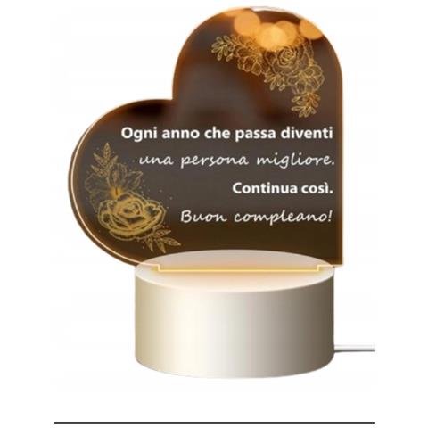 Lampada Da Notte Led Regalo Di Compleanno Con Scritte In Italiano 11 X 19cm - Foto 1