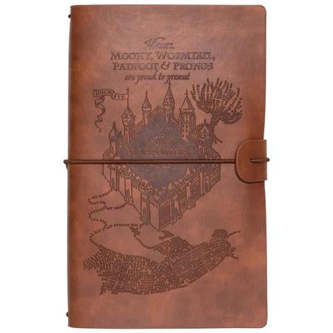 Blocco Note Motivo Mappa Del Malandrino 12x19,6 Cm Con Elastico Di Chiusura, Marrone - Foto 1