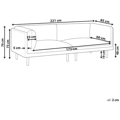Divano 3 Posti Vorgod Tessuto Marrone Chiaro - Foto 7
