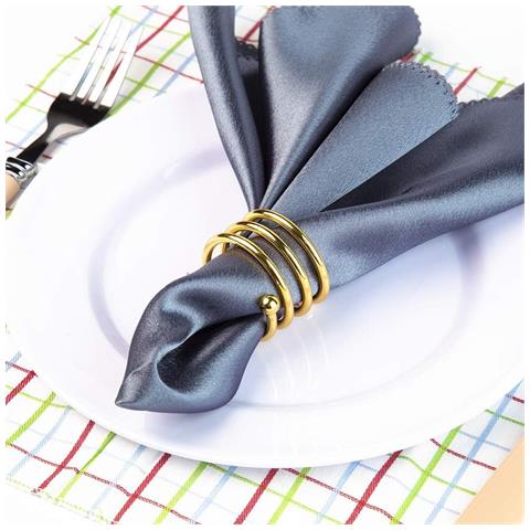 Anelli Per Tovaglioli A Doppia Molla Con Perline (set Da 6) - Decorazioni Da Tavola In Lega Di Zinco Dorato - Foto 2