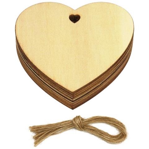 Set Di Ornamenti In Legno A Forma Di Cuore Con Campanelle - Decorazioni Per Albero Di Natale - Foto 1