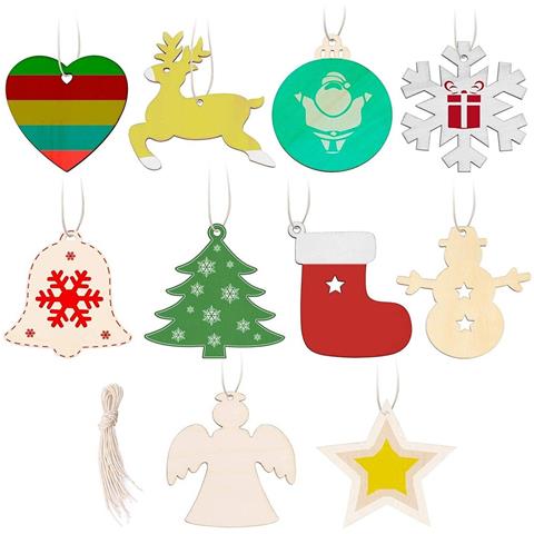 Set Di Ornamenti In Legno A Forma Di Cuore Con Campanelle - Decorazioni Per Albero Di Natale - Foto 2