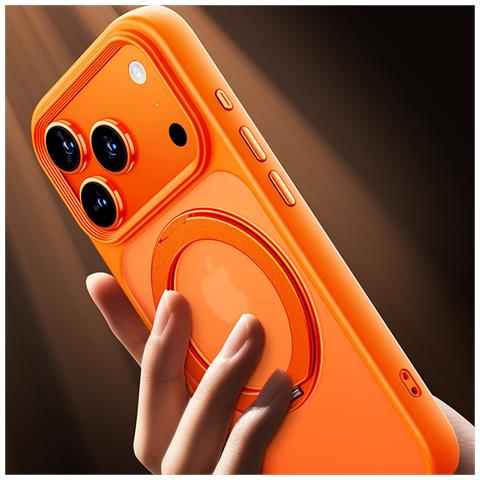 Custodia Arancione Effetto Pelle Anti-caduta Con Supporto A 360° Compatibile Con Iphone 17 Pro Max - Foto 7