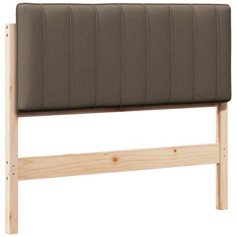 Testiera imbottita Marrone e taupe 100 cm Pino massello - Foto 1