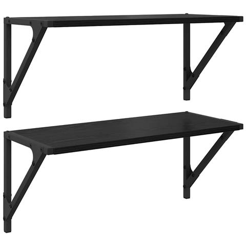 Scaffali da parete 2 pcs Rovere Nero 60 x 25 x 25,5 cm - Foto 1