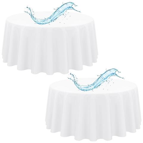 Tovaglia Rotonda Sbiancata Semplice - Copertura Da Tavolo In Poliestere Da 1,6 M Per Matrimoni, Banchetti E Decorazioni Domestiche - Foto 1