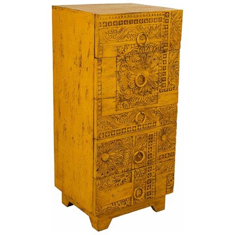 Cassettiera In Legno Fatta A Mano Gialla 45x40x100h - Foto 1