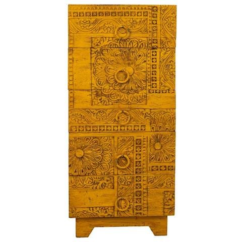 Cassettiera In Legno Fatta A Mano Gialla 45x40x100h - Foto 2