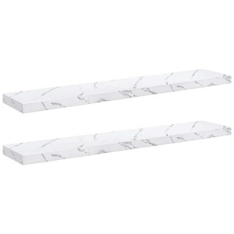 Scaffale da parete 2 pcs Marmo Bianco 120 x 23,5 x 4 cm - Foto 1