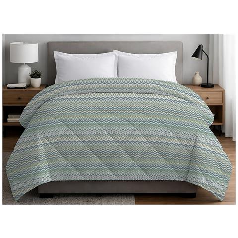 Trapuntino Piumino Estivo Primaverile 100gr Mq Leggero Disegno Baia Matrimoniale Verde - Foto 1