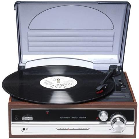 Giradischi FM 3,5 mm AC 230 V 50 Hz Marrone - Foto 1