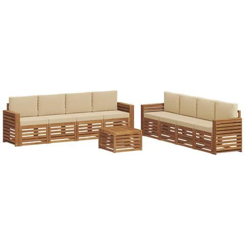 Set divani 9 pcs Naturale e Beige Legno di Acacia Massello - Foto 1