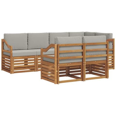 Set divani con cuscino 7 pcs Grigio Naturale e Chiaro - Foto 1