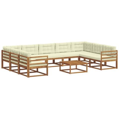 Set di divani da esterno con cuscino 10 pcs Naturale e Crema - Foto 1