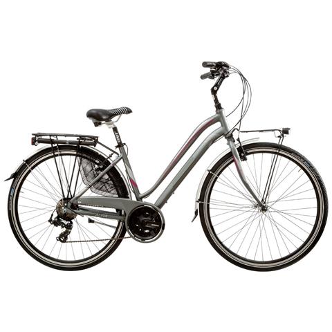 Bici Da Donna Misura 28 City Bike Bicicletta Aura21v Linea Aura Telaio In Alluminio Cambio 21v Completa Di Accessori Luci Led - 44 Titanio Opaco Fuxia - Foto 1
