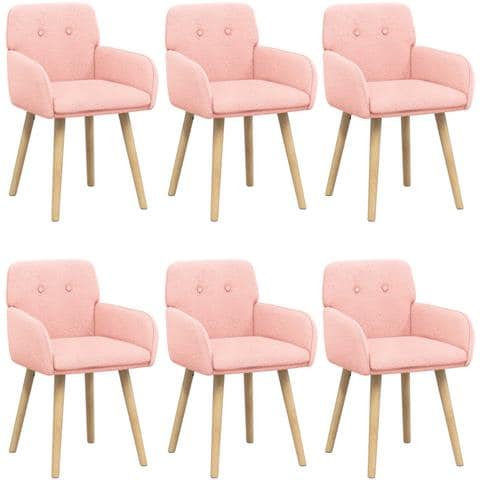 Sedie da pranzo 6 pcs Bouclé Rosa 59 x 57 x 85 cm - Foto 1