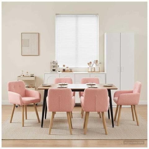 Sedie da pranzo 6 pcs Bouclé Rosa 59 x 57 x 85 cm - Foto 2