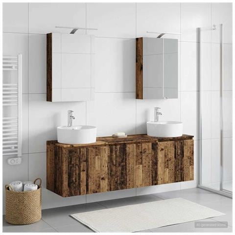 Set di Armadi da Bagno 5 pcs Legno antico Legno ingegnerizzato - Foto 2