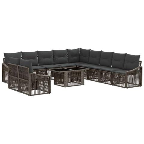 Set Divano da Giardino 12 pz Grigio e Grigio Scuro polyrattan - Foto 1