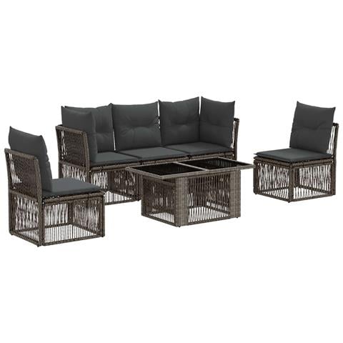Set Divano da Giardino 6 pz Grigio polyrattan - Foto 1