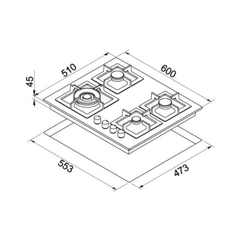 Piano cottura da incasso Plano 60 PGSP60143WS 60x51 cm 4 fuochi a gas Granitek Tortora 43 - Foto 2
