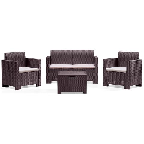 Nebraska - Salotto Da Giardino Completo Di Cuscini Intreccio In Rattan Sintetico - Foto 1