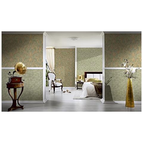 958934 - Carta Da Parati Nobile Unita Pete Metallico Strutturato, Verde - Foto 2