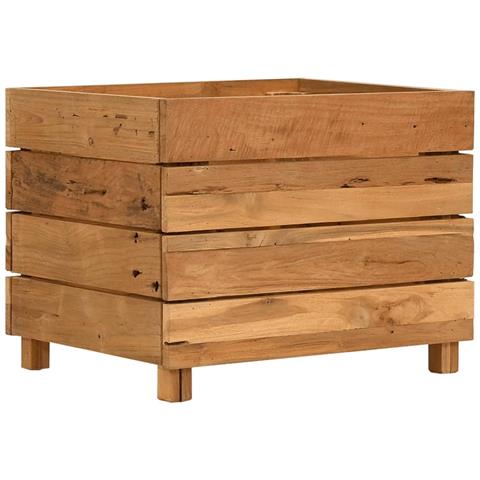 Letto Rialzato 50x40x38 cm Legno di Teak di Recupero e Acciaio - Foto 2