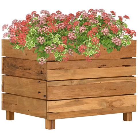 Letto Rialzato 50x40x38 cm Legno di Teak di Recupero e Acciaio - Foto 1