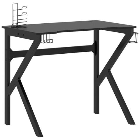 Scrivania da Gaming con Gambe a K Nera 90x60x75 cm - Foto 2