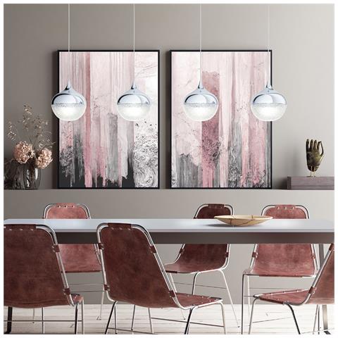 Lampadario Contemporaneo Mioglia 1 4 Luci Acciaio Cromo - Foto 1