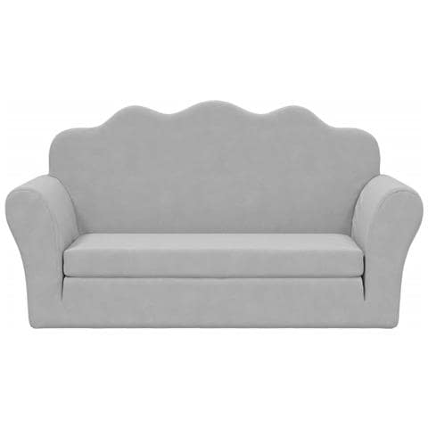 Divano Letto Bambini A 2 Posti Grigio Chiaro In Morbido Peluche - Foto 3