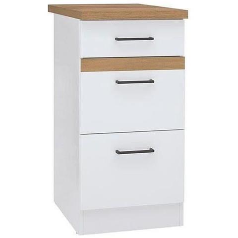 Base Cucina Cm 40 - 3 Cassetti + Piano - Bianco Lucido - Foto 1