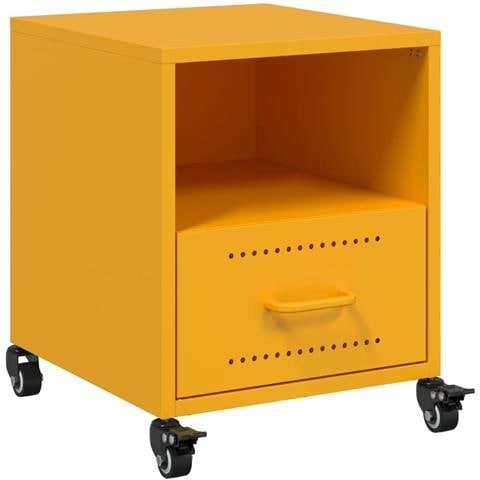Comodino Giallo Senape 36x39x43,5 cm in Acciaio - Foto 1