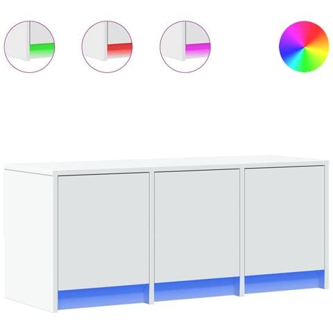 Mobile Porta Tv Con Led Bianco 97x34x40 Cm In Truciolato - Foto 2