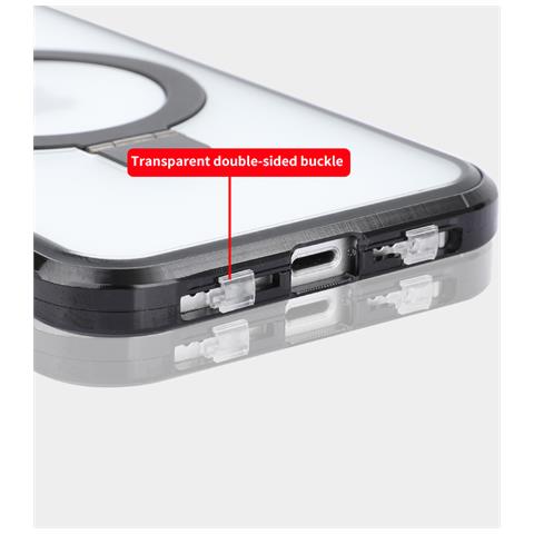 Custodia Magnetica Trasparente Hd Con Supporto Per Iphone Black Iphone14 - Foto 2