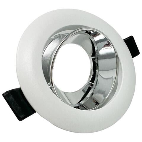 Portafaretto Orientabile Incasso Soffitto Supporto Tondo Faretto Bianco Argento - Foto 1