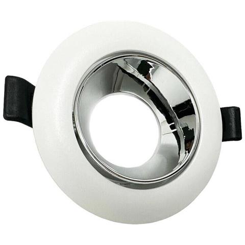 Portafaretto Orientabile Incasso Soffitto Supporto Tondo Faretto Bianco Argento - Foto 2