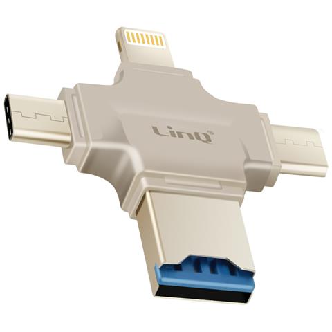 Lettore Schede Micro-sd Otg Prese Usb-c, Micro-usb, Lightning E Usb, Beige - Foto 1