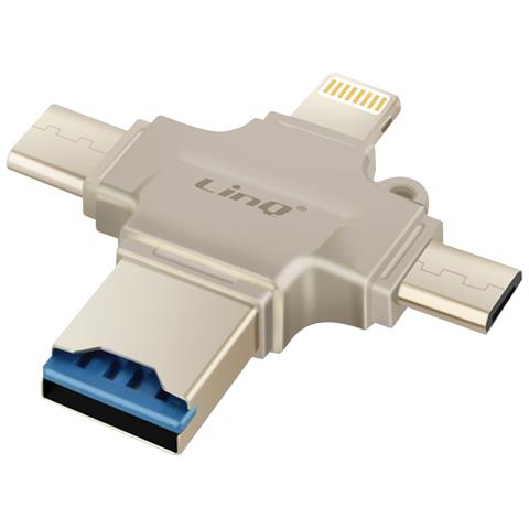 Lettore Schede Micro-sd Otg Prese Usb-c, Micro-usb, Lightning E Usb, Beige - Foto 5