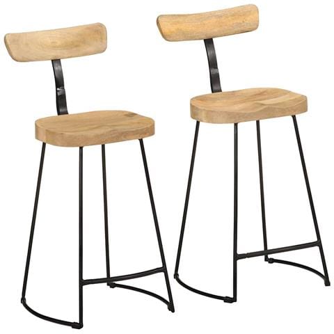 Sgabelli da Bar 2 pz 49x43x88 cm in Legno Massello di Mango - Foto 1