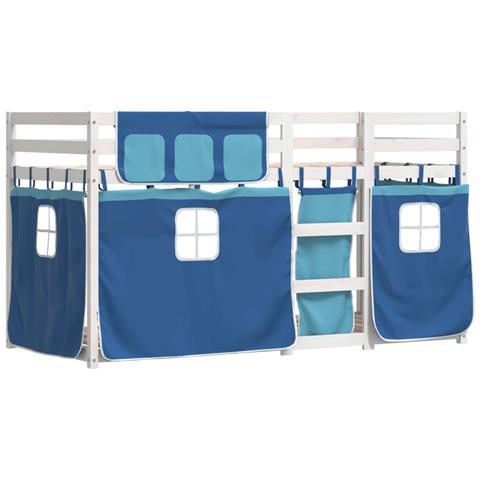 Letto a Castello senza Materasso Blu 90x190cm Massello Pino - Foto 2