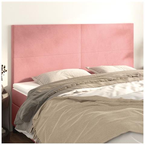 Testiera 4 Pz Rosa 80x5x78/88 Cm In Velluto - Foto 1
