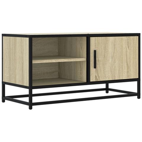 Mobile Tv Rovere Sonoma 80x34,5x40 Cm Legno Multistrato Metallo - Foto 2