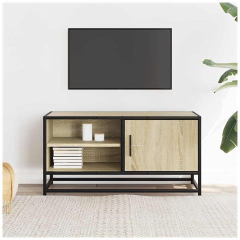 Mobile Tv Rovere Sonoma 80x34,5x40 Cm Legno Multistrato Metallo - Foto 3