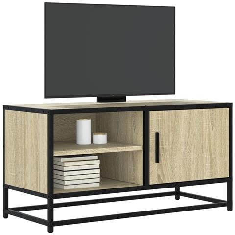 Mobile Tv Rovere Sonoma 80x34,5x40 Cm Legno Multistrato Metallo - Foto 1