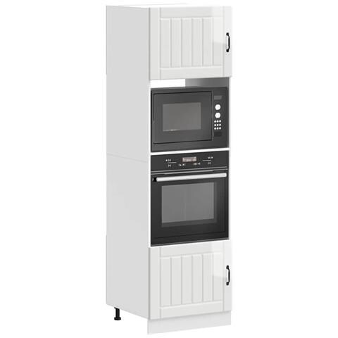 Armadi Forno 2 Pz Kalmar Bianchi Lucido In Legno Multistrato - Foto 1