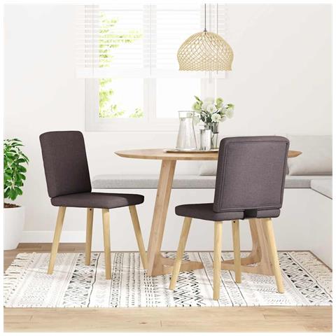 Sedie Da Pranzo 2 Pz Marrone Scuro In Tessuto - Foto 1