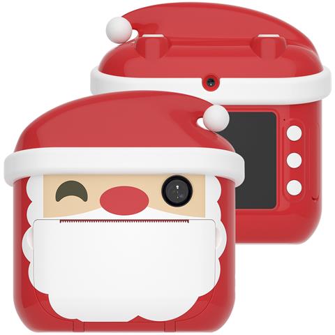 Fotocamera Digitale, Design Babbo Natale, Con Foto Da 12mpx E Video Hd Per Bambini. Stampa Istantanea Delle Tue Foto Preferite. 12,6x4,2x8,5 Cm. Colore Rosso - Foto 1
